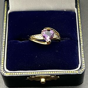 10k stamped heart shaped amethyst ring